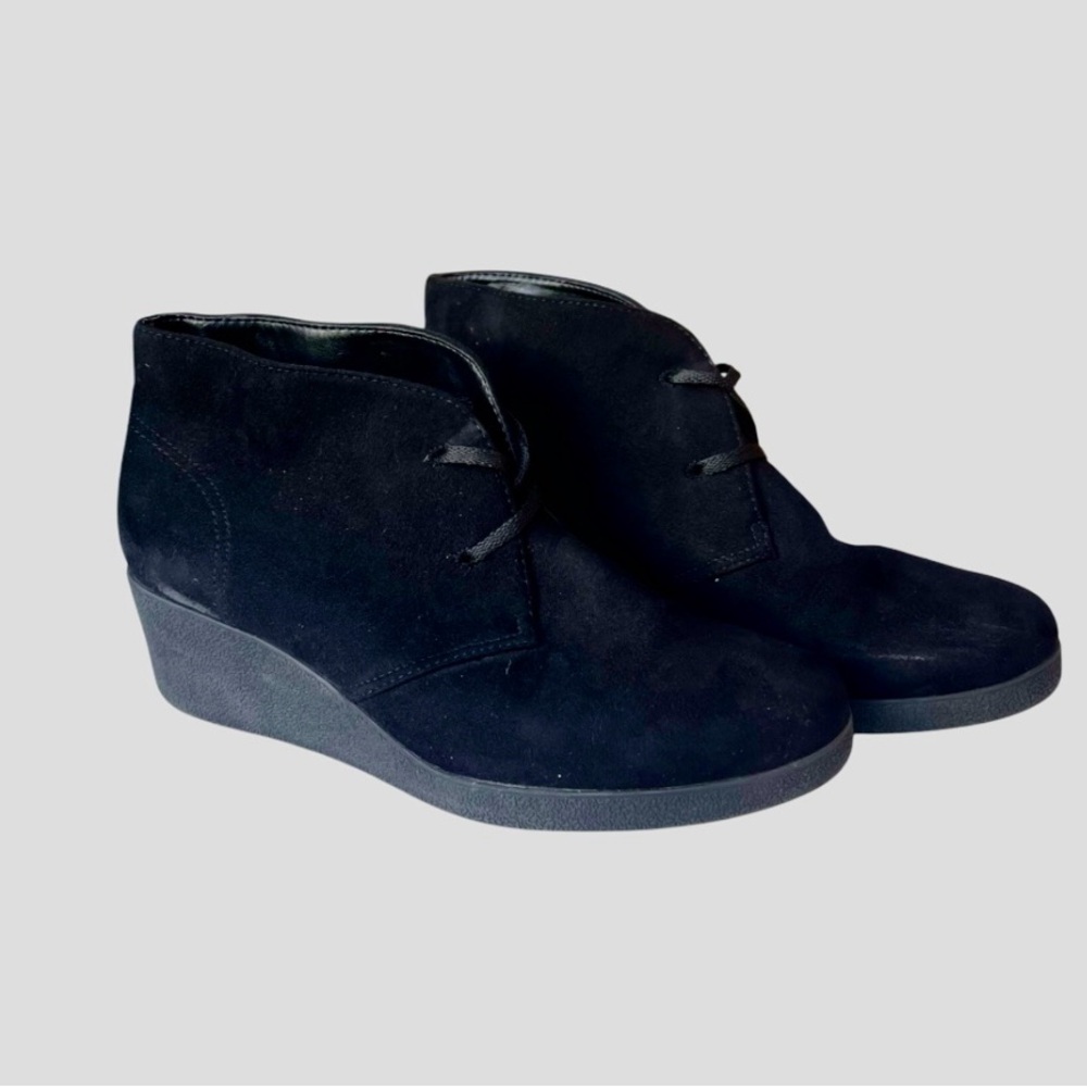 Style & Co. Black Suede Wedge Ankle Boots – Size 9M